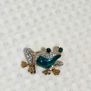 Rhinestone Frog Pin